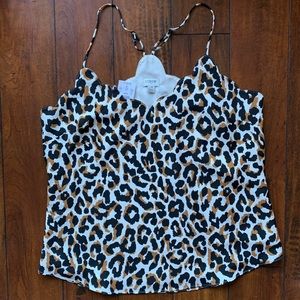 J. Crew Factory Scalloped Cami Top Leopard size 10
